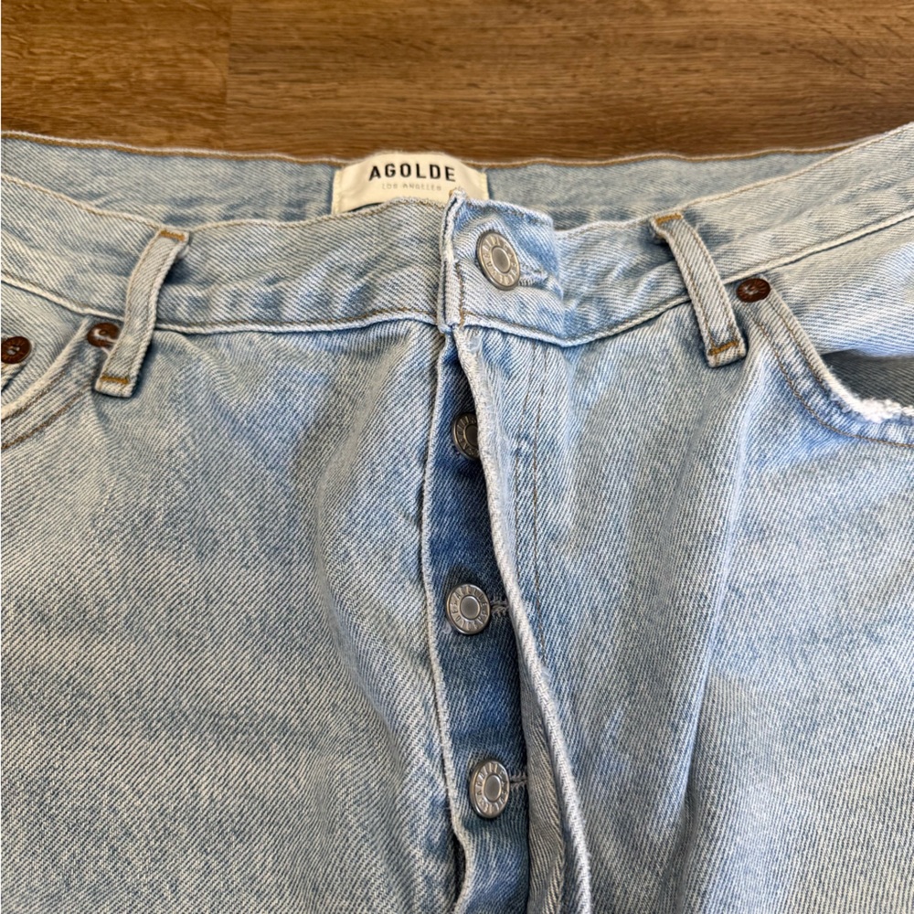 Agolde Premium 90's Pinch Waist High Rise Straight Leg Jeans Light Wash Size 33 - Picture 7 of 9